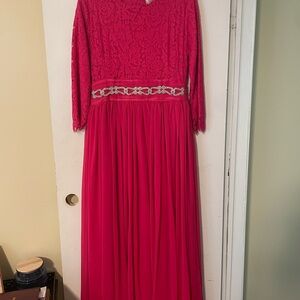 Dainty Jewells Fuchsia Lace Long Sleeve Dress